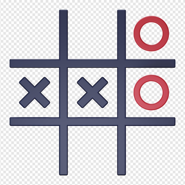 PSD 3d-darstellung von tic-tac-toe-symbol psd