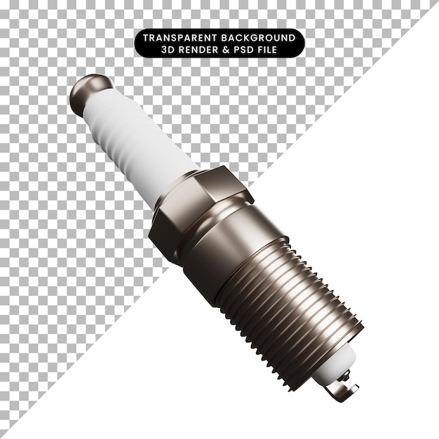 PSD 3d-darstellung von zündkerzen für autoteile