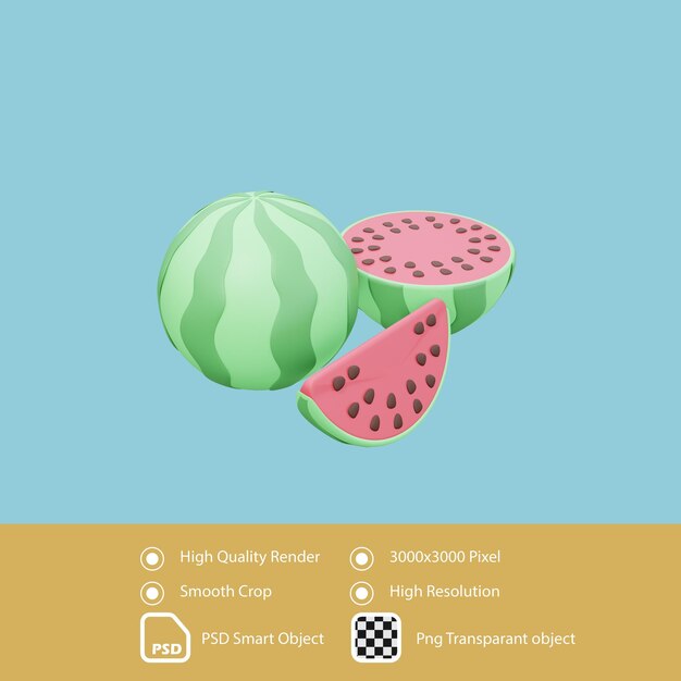 3D-Darstellung Wassermelone im Sommer