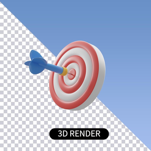 3d dart board for target with bullseye arrow