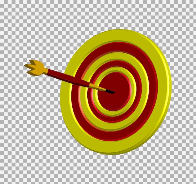 3d dart board for target with bullseye arrow