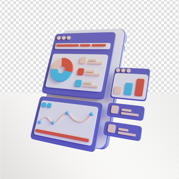 3d dasboard ui concepto de análisis en línea