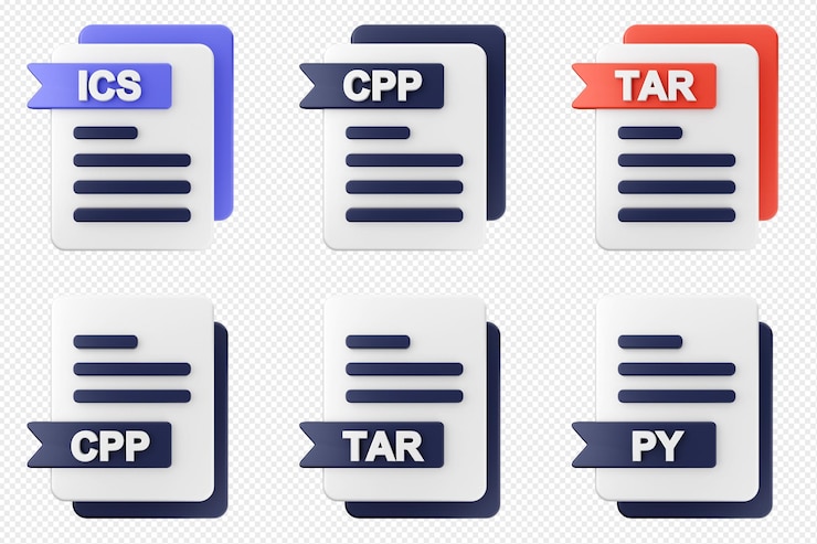 PSD 3d-dateiformat typ symbolsatz bündel ics cpp tar py