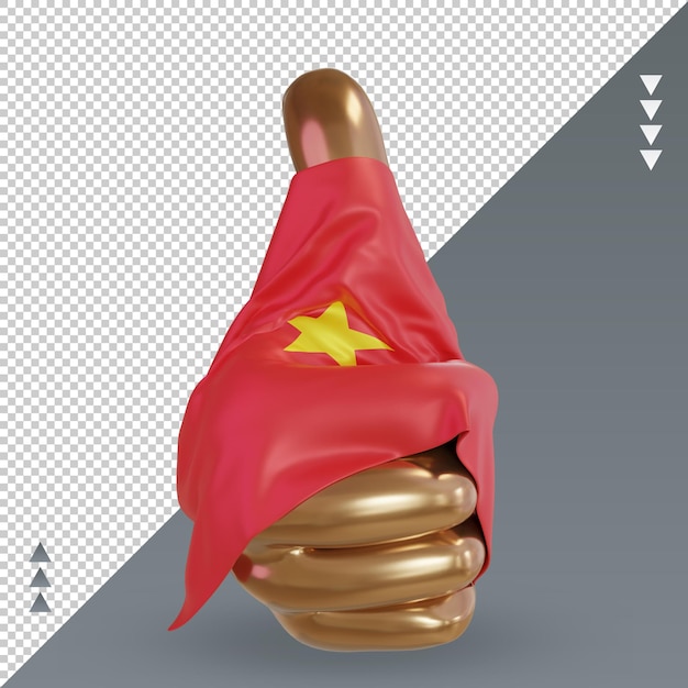 PSD 3d-daumen vietnam-flagge, die vorderansicht wiedergibt