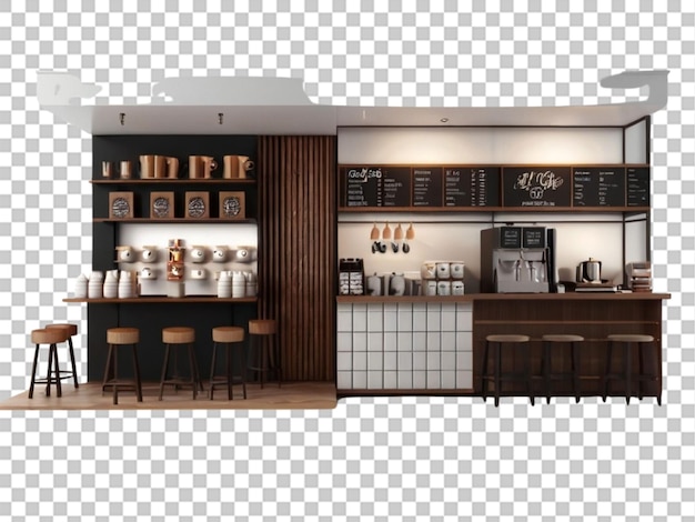 PSD 3d de coffee shop em fundo branco