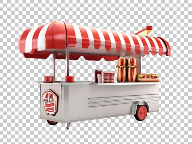 3d de hotdog stand em fundo branco