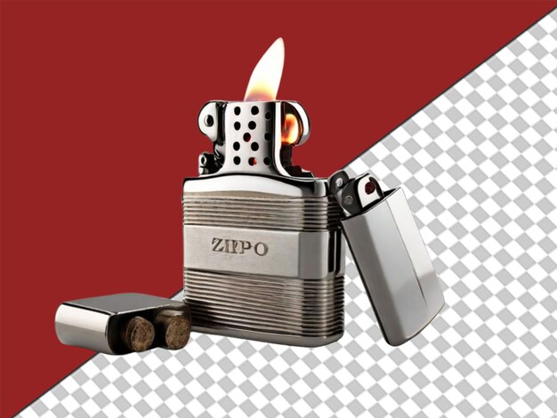 PSD 3d de old zippo lighter em fundo transparente