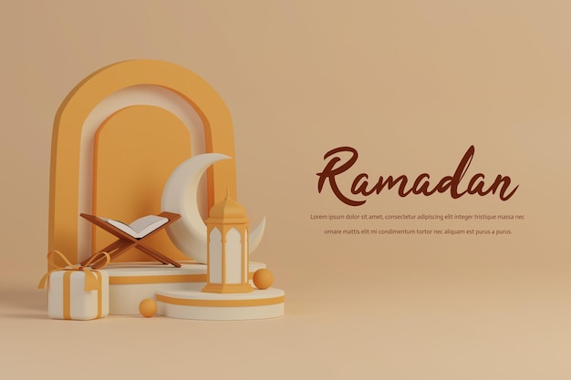 3d decorações do ramadã com espaço vazio para saudação