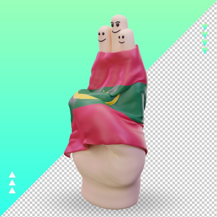 PSD 3d dedo do dia da amizade bandeira da mauritânia renderizando a vista direita