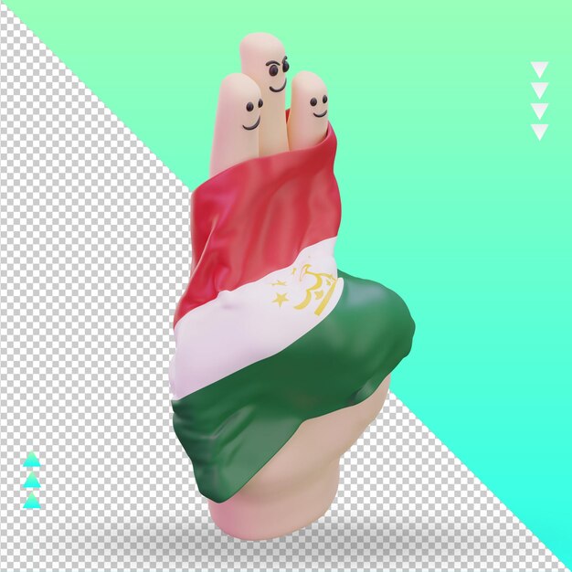 PSD 3d dedo do dia da amizade bandeira do tajiquistão renderizando a vista esquerda