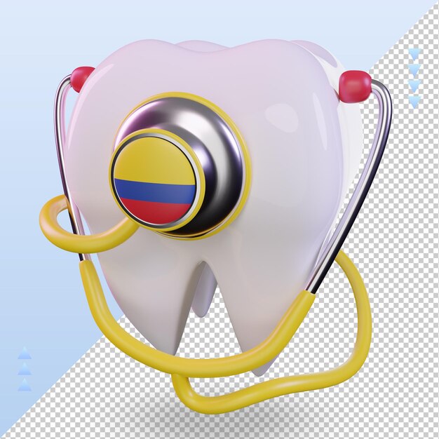 3d dentista estetoscópio bandeira colômbia renderizando vista direita