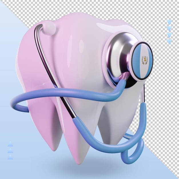 PSD 3d dentista estetoscópio bandeira da guatemala renderizando a vista esquerda