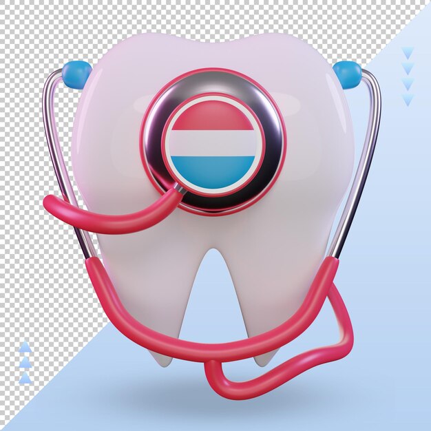 3d dentista estetoscópio bandeira de luxemburgo renderização vista frontal