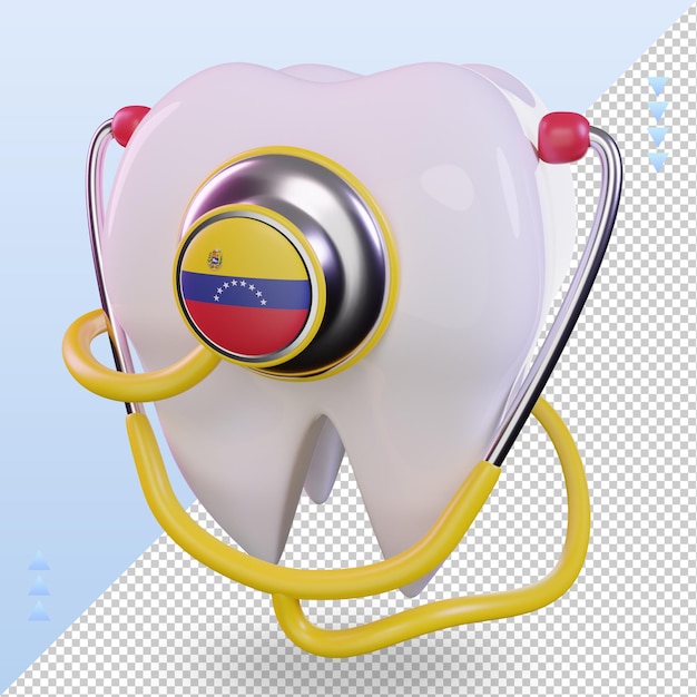 PSD 3d dentista estetoscópio bandeira venezuela renderização vista direita