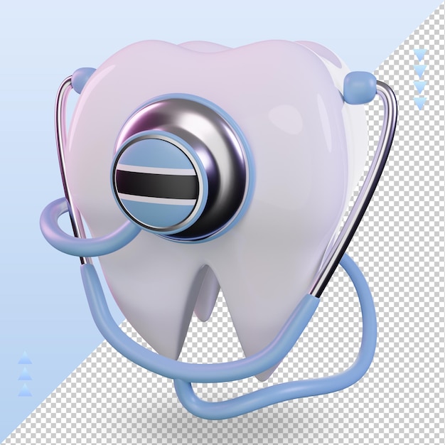 3d dentista estetoscopio bandera de Botswana renderizado vista derecha