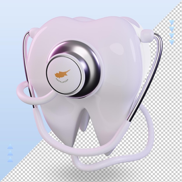 3d dentista estetoscopio bandera de Chipre renderizado vista derecha