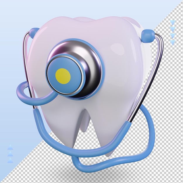 3d dentista estetoscopio bandera de palau renderizado vista derecha