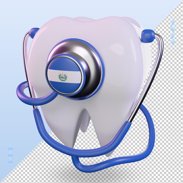 3d dentista estetoscopio bandera de el salvador renderizado vista derecha