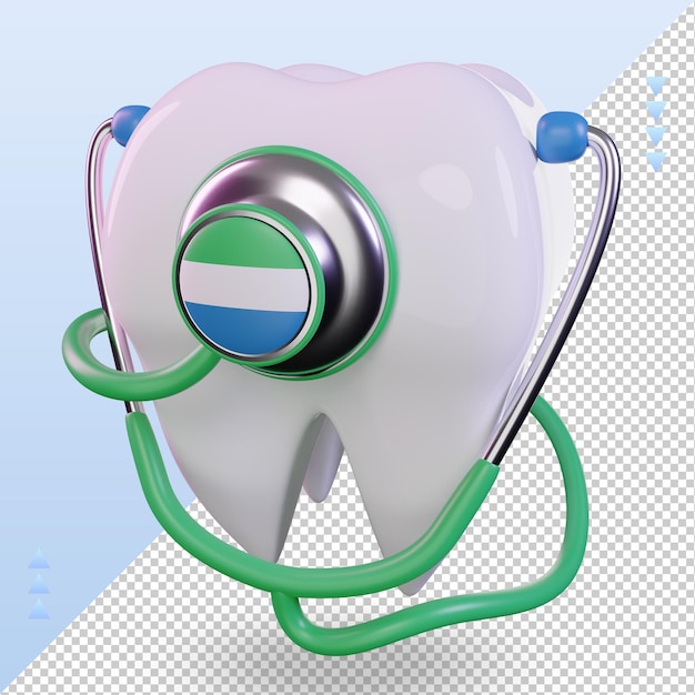 PSD 3d dentista estetoscopio bandera de sierra leona renderizado vista derecha