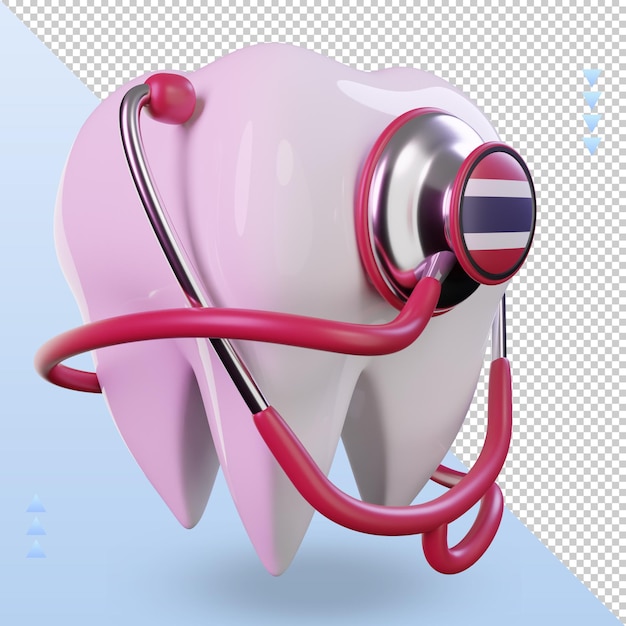 3d dentista estetoscopio bandera de Tailandia renderizado vista izquierda