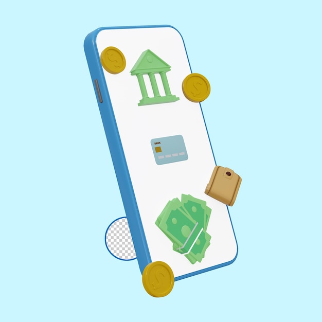 3d depósito bancário mínimo e transações de investimento dinheiro dólar 3d conceito financeiro bancário