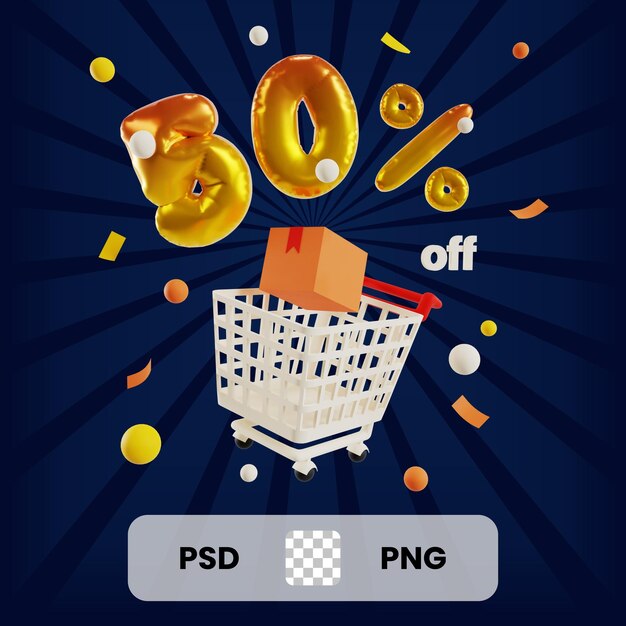 3D desconto na ilustração