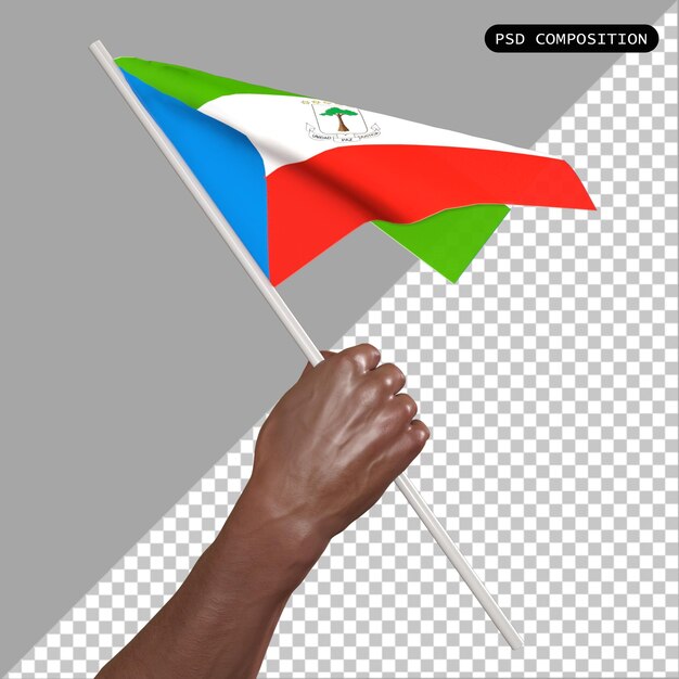 PSD 3d-design der flagge des landes äquatorialguinea und elegante 3d-render isolierte illustration