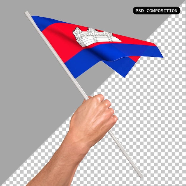 PSD 3d-design der landesflagge kambodschas und elegante 3d-render isolierte illustration