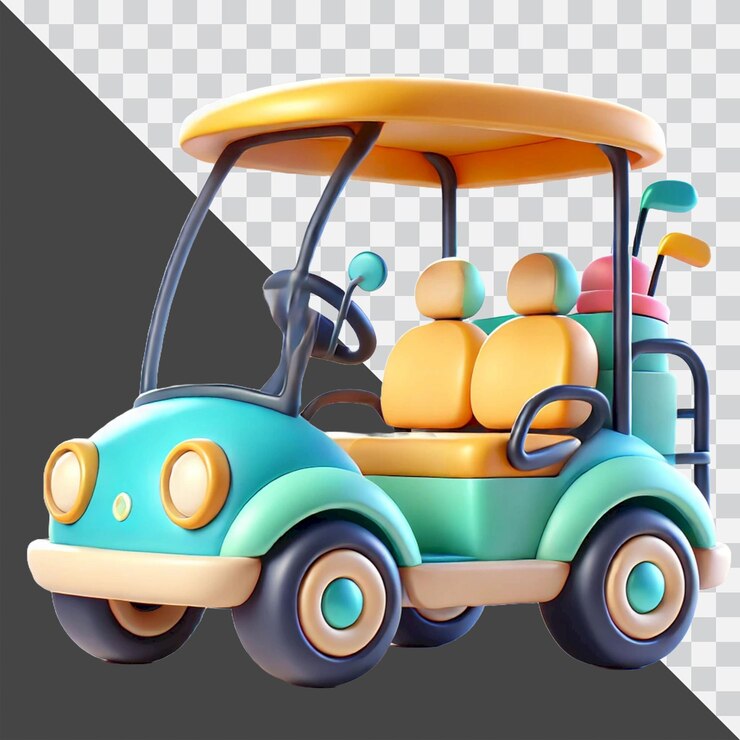 3d design of a golf cart isolated in transparent background