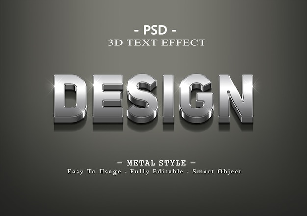 3d design silver text effect