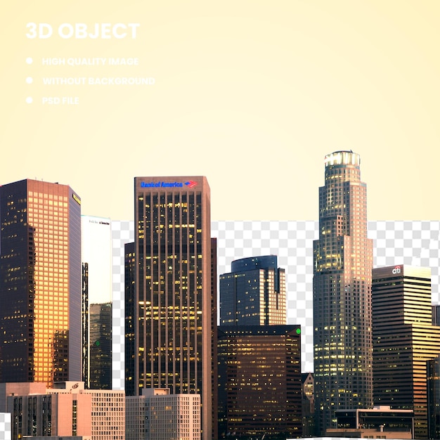 PSD 3d-desktop-wolkenkratzer der stadt los angeles westminster