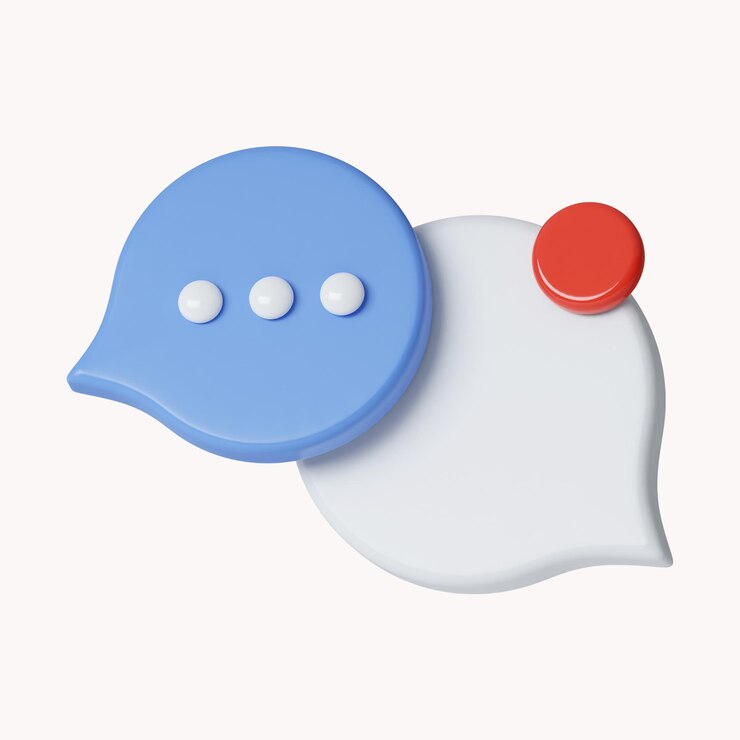 PSD 3d deux bulle parler ou commentaire signe symbole icône isolé sur fond blanc illustration de rendu 3d tracé de détourage
