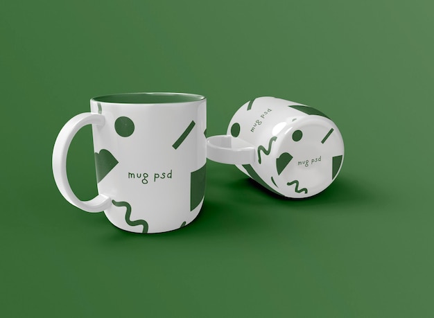 3d deux tasses à café