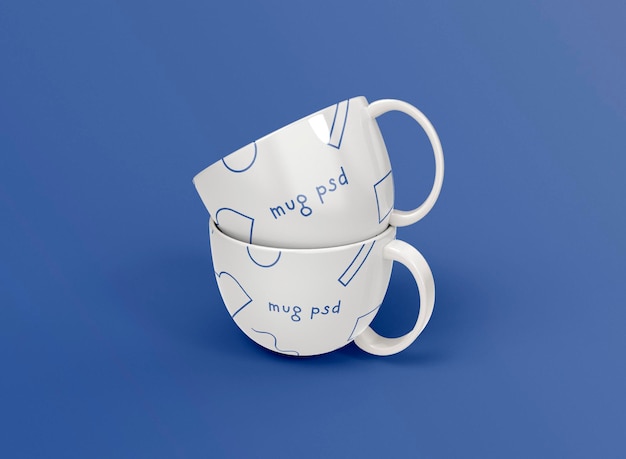 3d Deux Tasses à Café