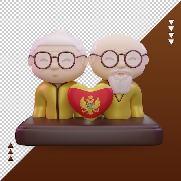 3d día de los abuelos amor montenegro bandera renderizado vista frontal