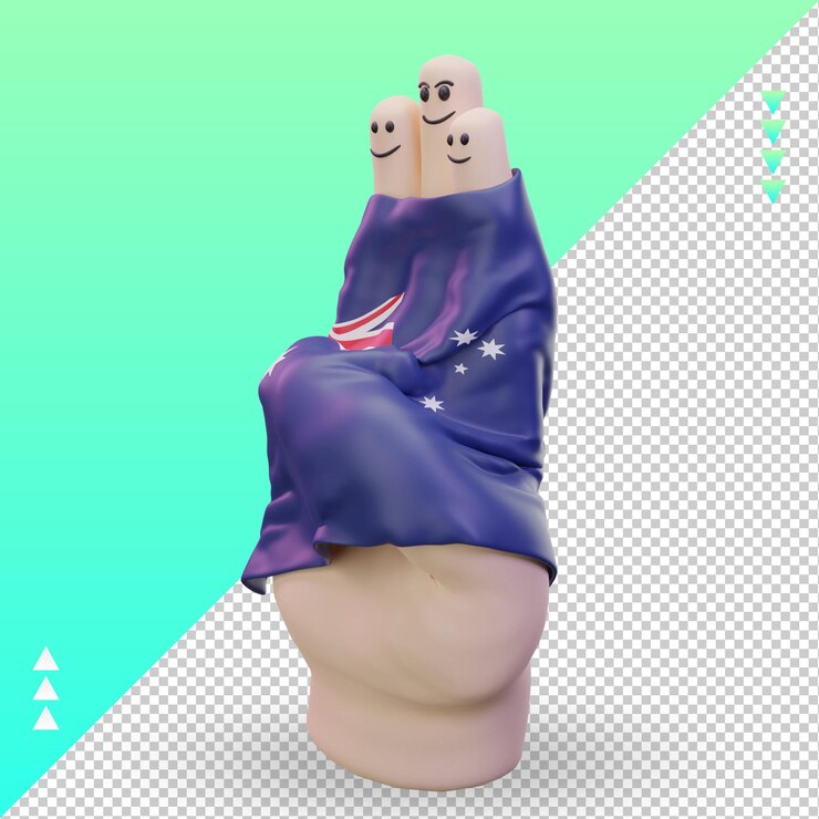 PSD 3d día de la amistad dedo bandera de australia renderizado vista derecha