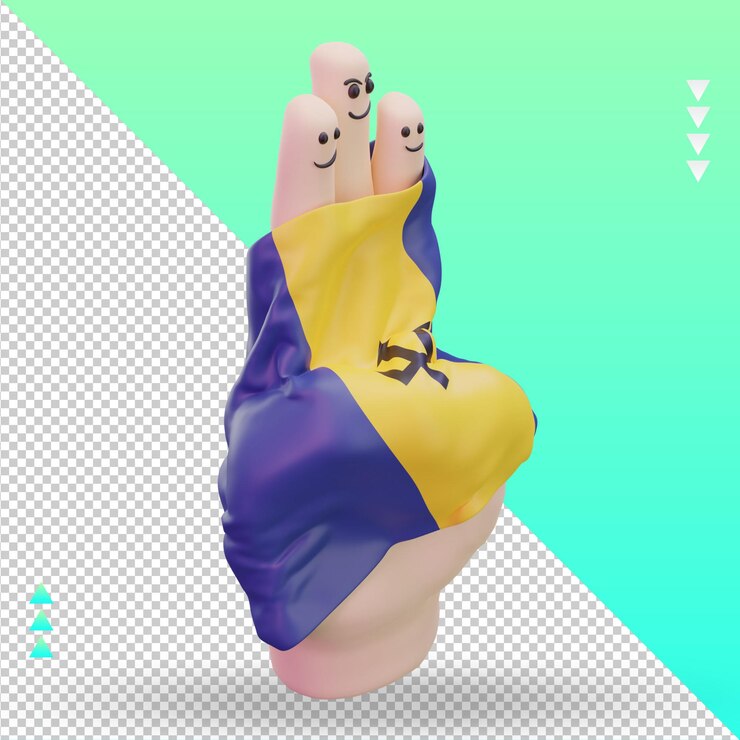 PSD 3d día de la amistad dedo bandera de barbados renderizado vista izquierda