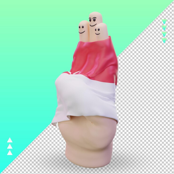 PSD 3d día de la amistad dedo bandera de singapur renderizado vista derecha