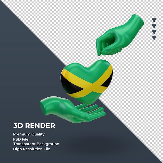 3d día de la caridad bandera de jamaica renderizado vista izquierda