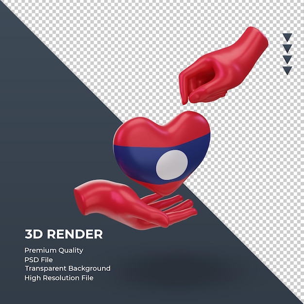 3d día de la caridad bandera de laos renderizado vista izquierda