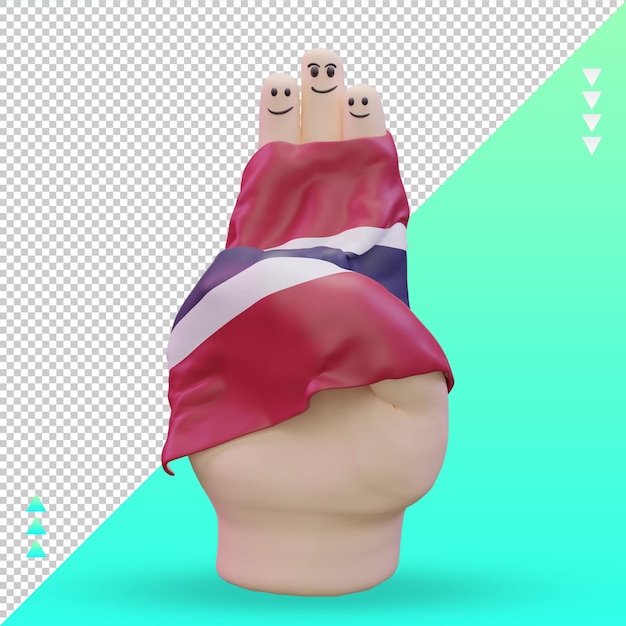 3d dia da amizade dedo bandeira da Tailândia renderização vista frontal