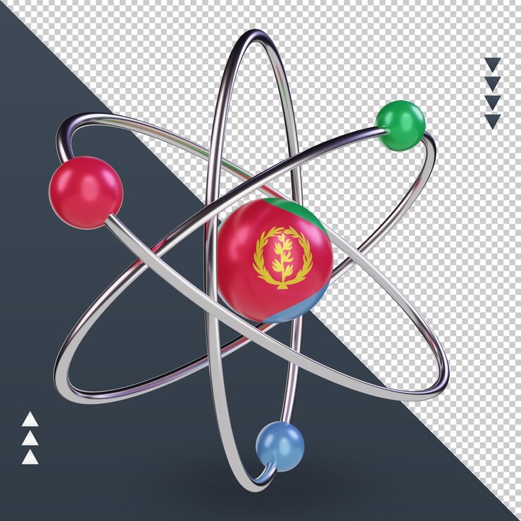 PSD 3d dia da ciência bandeira da eritreia renderizando a vista esquerda