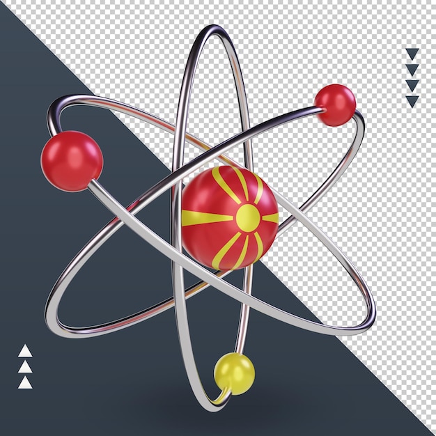 3d dia da ciência bandeira da macedônia do norte renderizando a vista esquerda