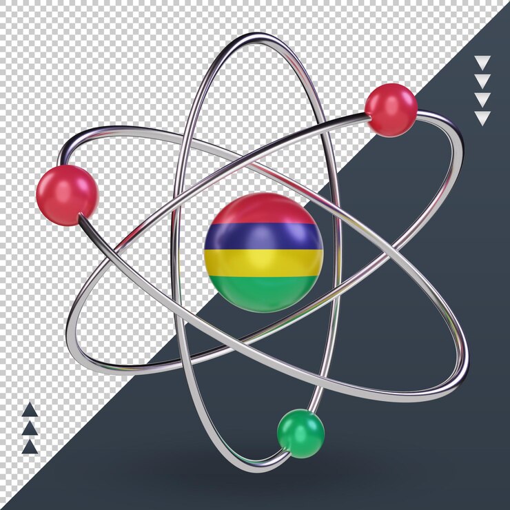 PSD 3d dia da ciência bandeira das maurícias renderização vista frontal