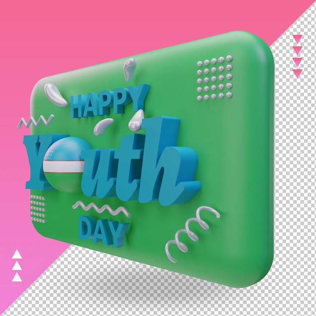 3d dia da juventude bandeira do uzbequistão renderizando a vista direita