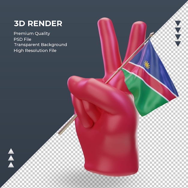 PSD 3d dia da paz bandeira da namíbia renderização vista direita