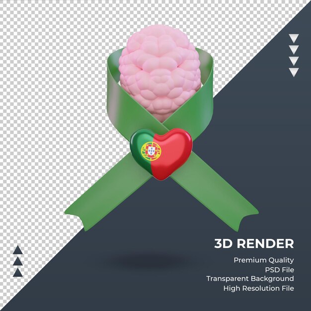 PSD 3d dia da saúde mental portugal bandeira renderização vista frontal