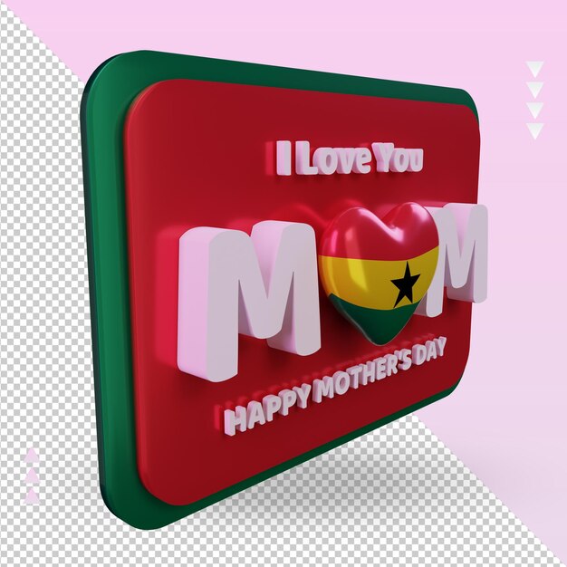 3d dia das mães bandeira de gana renderizando a vista esquerda