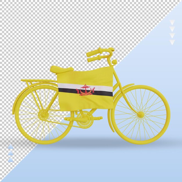 PSD 3d dia de bicicleta brunei darussalam bandeira renderização vista frontal