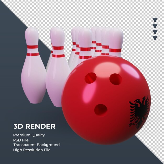 3d dia de boliche bandeira da Albânia renderizando a vista esquerda